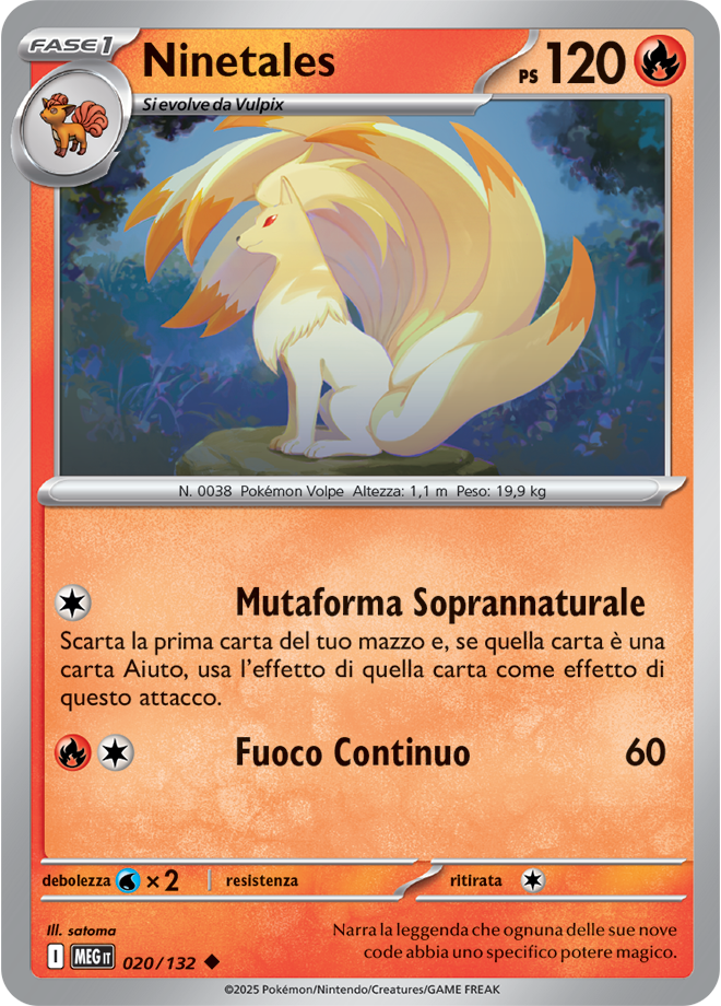 Ninetales MEG 020/132 - ITA - Near Mint - Megaevoluzione - Carta Pokemon