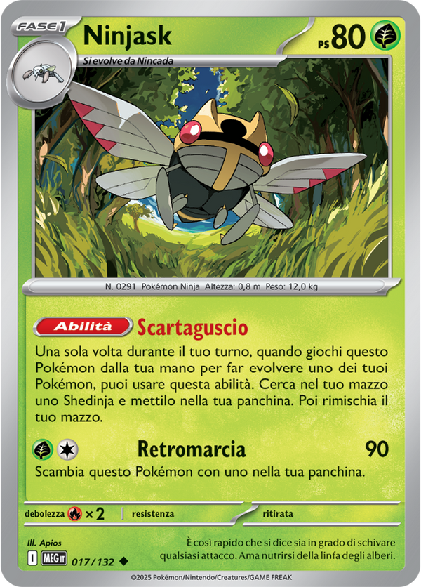 Ninjask MEG 017/132 Reverse Holo - ITA - Near Mint - Megaevoluzione - Carta Pokemon