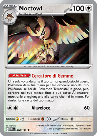 Noctowl 078/131 Reverse Holo - ITA - Near Mint - Scarlatto e Violetto - Evoluzioni Prismatiche - Carta Pokemon