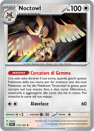 Noctowl 115/142 Reverse Holo - ITA - Near Mint - Scarlatto e Violetto - Corona Astrale - Carta Pokemon