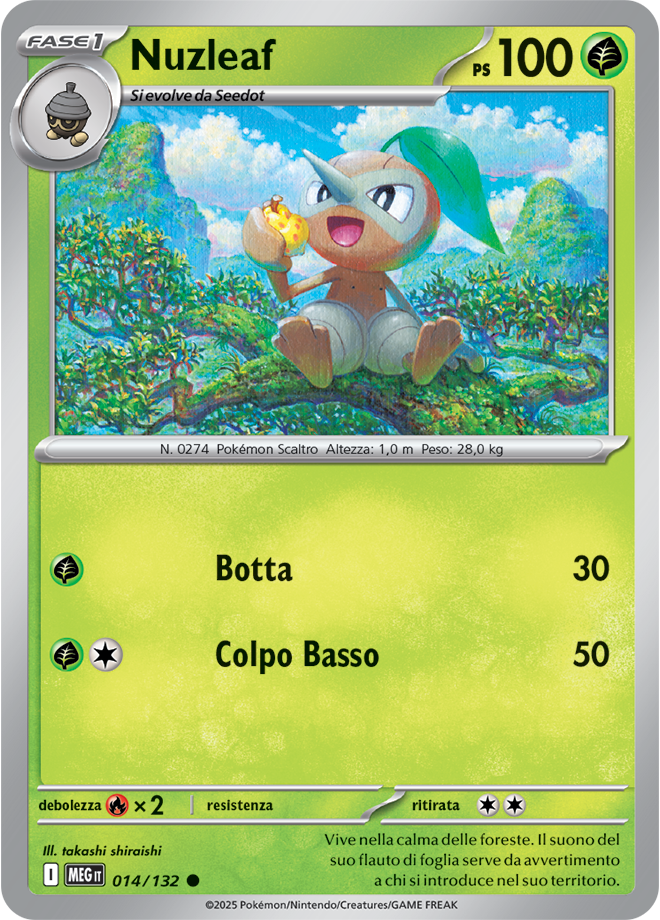 Nuzleaf MEG 014/132 - ITA - Near Mint - Megaevoluzione - Carta Pokemon