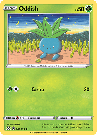 Oddish 001/196 Reverse Holo - ITA - Near Mint - Spada e Scudo - Origine Perduta - Carta Pokemon