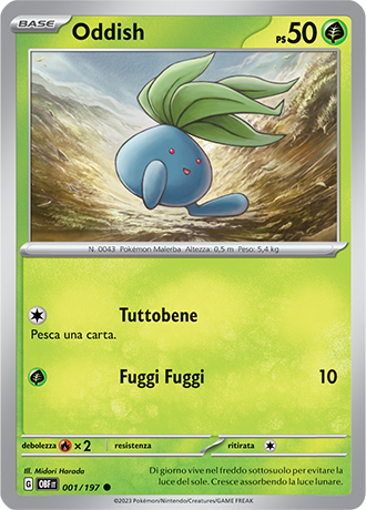 Oddish 001/197 Reverse Holo - ITA - Near Mint - Scarlatto e Violetto - Ossidiana Infuocata - Carta Pokemon