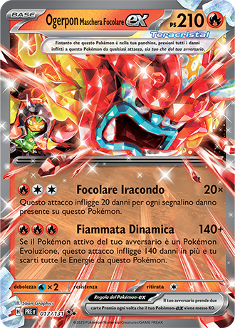Ogerpon Maschera Focolare-ex 017/131 - ITA - Near Mint - Scarlatto e Violetto - Evoluzioni Prismatiche - Carta Pokemon
