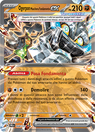 Ogerpon Maschera Fondamenta-ex 058/131 - ITA - Near Mint - Scarlatto e Violetto - Evoluzioni Prismatiche - Carta Pokemon