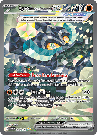 Ogerpon Maschera Fondamenta-ex 215/167 Alternative Art Illustrazione Speciale - ITA - Near Mint - Scarlatto e Violetto - Crepuscolo Mascherato - Carta Pokemon