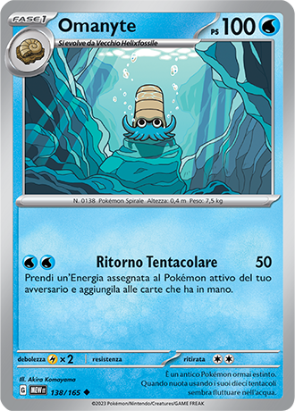Omanyte 138/165 - ITA - Near Mint - Scarlatto e Violetto - 151 - Carta Pokemon