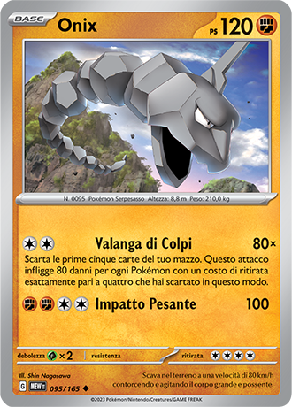 Onix 095/165 - ITA - Near Mint - Scarlatto e Violetto - 151 - Carta Pokemon