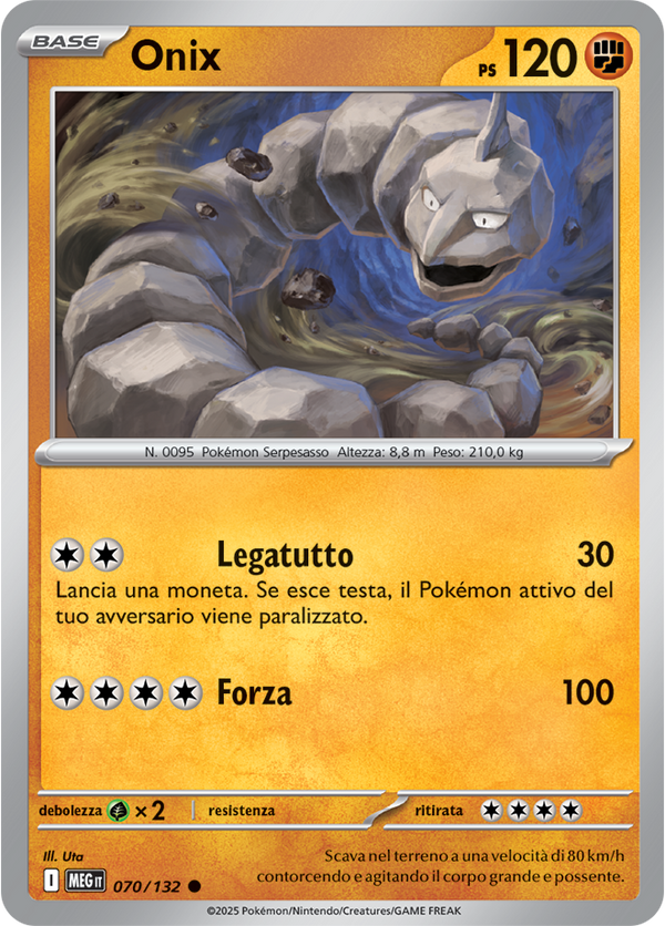 Onix MEG 070/132 Reverse Holo - ITA - Near Mint - Megaevoluzione - Carta Pokemon
