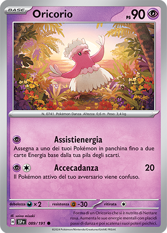 Oricorio 089/191 Reverse Holo - ITA - Near Mint - Scarlatto e Violetto - Scintille Folgoranti - Carta Pokemon