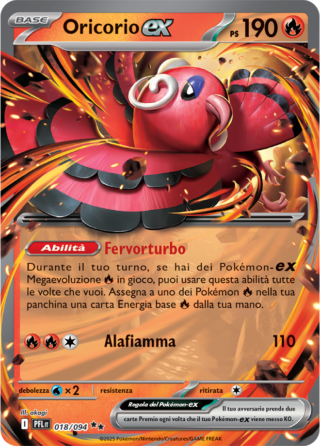 Oricorio-ex PFL 018/094 - ITA - Near Mint - Megaevoluzione - Fiamme Spettrali - Carta Pokemon