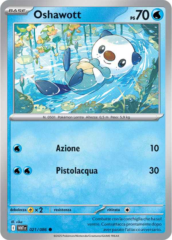 Oshawott WHT 021/086 Reverse Holo - ITA - Near Mint - Scarlatto e Violetto - Fuoco Bianco - Carta Pokemon
