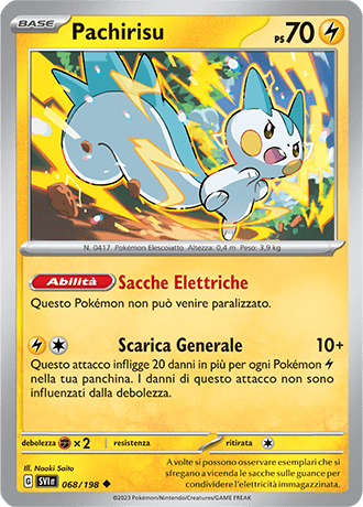 Pachirisu 068/198 Reverse Holo - ITA - Near Mint - Scarlatto e Violetto - Carta Pokemon