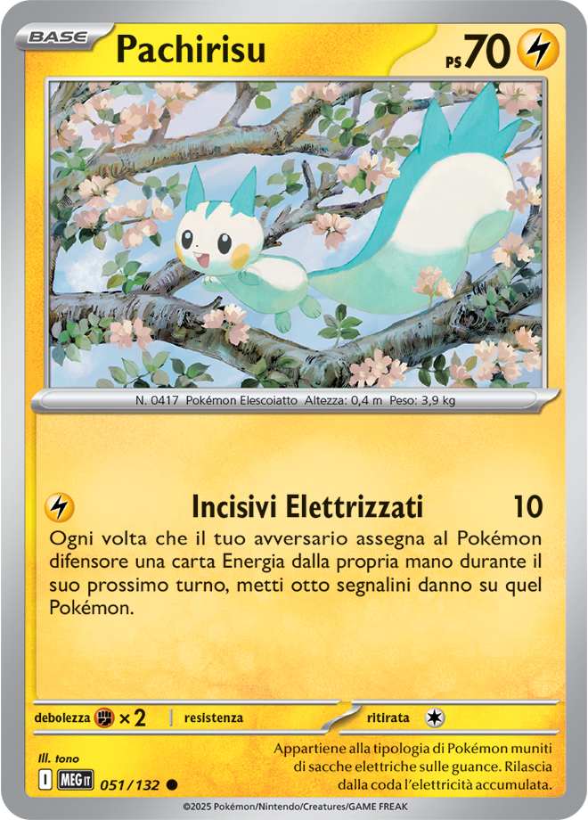 Pachirisu MEG 051/132 - ITA - Near Mint - Megaevoluzione - Carta Pokemon