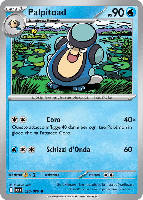 075Palpitoad BLK 020/086 Reverse Holo - ITA - Near Mint - Scarlatto e Violetto - Luce Nera - Carta Pokemon