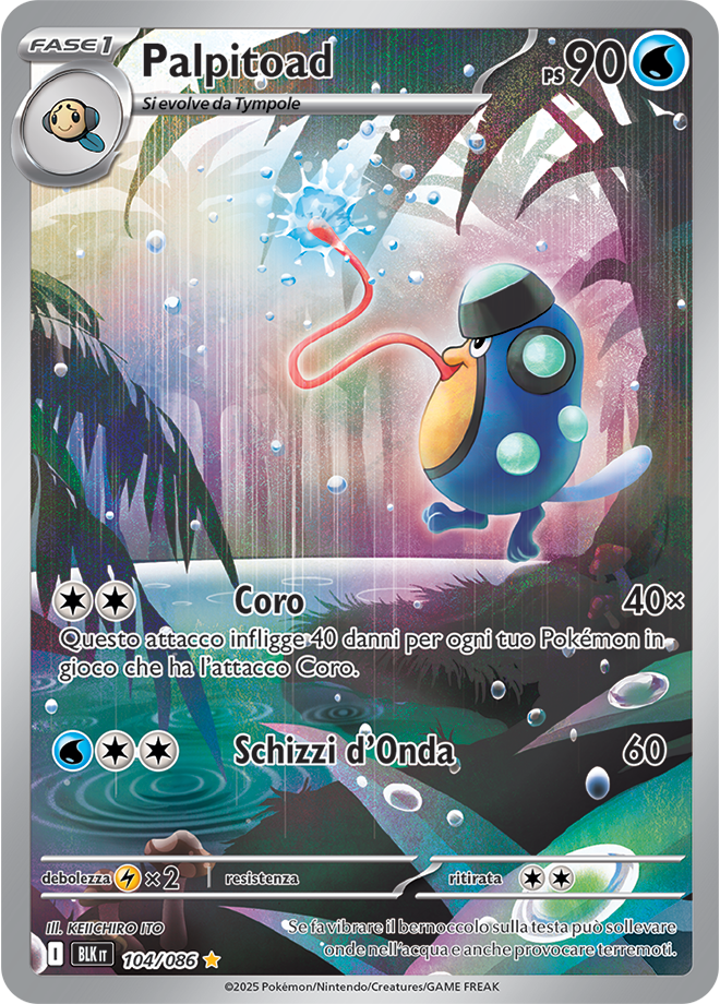 336Palpitoad BLK 104/086 - ITA - Near Mint - Scarlatto e Violetto - Luce Nera - Carta Pokemon