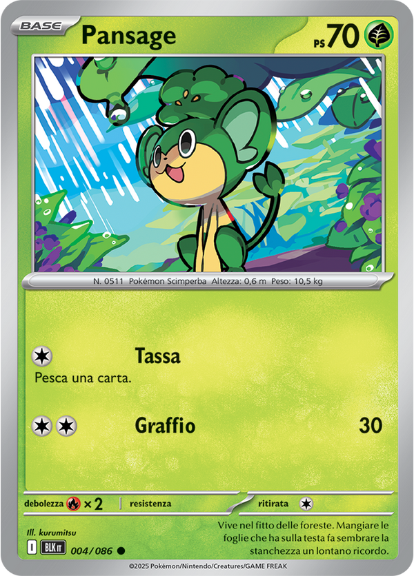 013Pansage BLK 004/086 Reverse Holo Master Ball - ITA - Near Mint - Scarlatto e Violetto - Luce Nera - Carta Pokemon