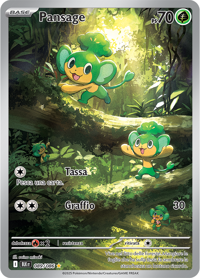 321Pansage BLK 089/086 - ITA - Near Mint - Scarlatto e Violetto - Luce Nera - Carta Pokemon