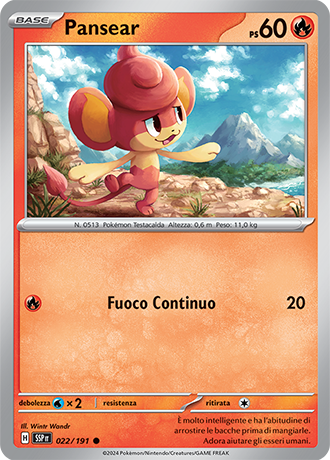 Pansear 022/191 Reverse Holo - ITA - Near Mint - Scarlatto e Violetto - Scintille Folgoranti - Carta Pokemon