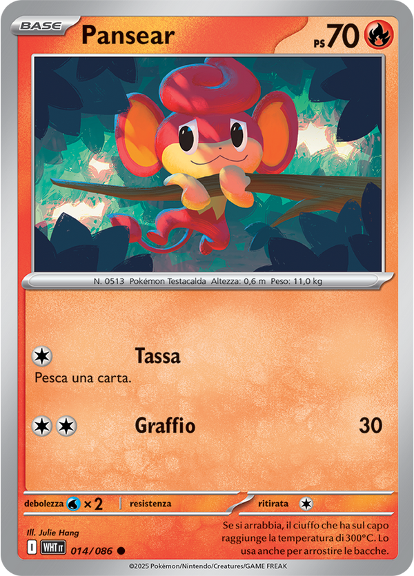 Pansear WHT 014/086 Reverse Holo - ITA - Near Mint - Scarlatto e Violetto - Fuoco Bianco - Carta Pokemon