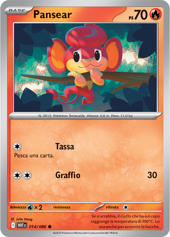 Pansear WHT 014/086 Reverse Holo - ITA - Near Mint - Scarlatto e Violetto - Fuoco Bianco - Carta Pokemon
