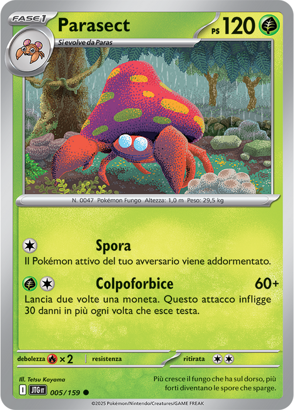 Parasect 005/159 Reverse Holo - ITA - Near Mint - Scarlatto e Violetto - Avventure Insieme - Carta Pokemon