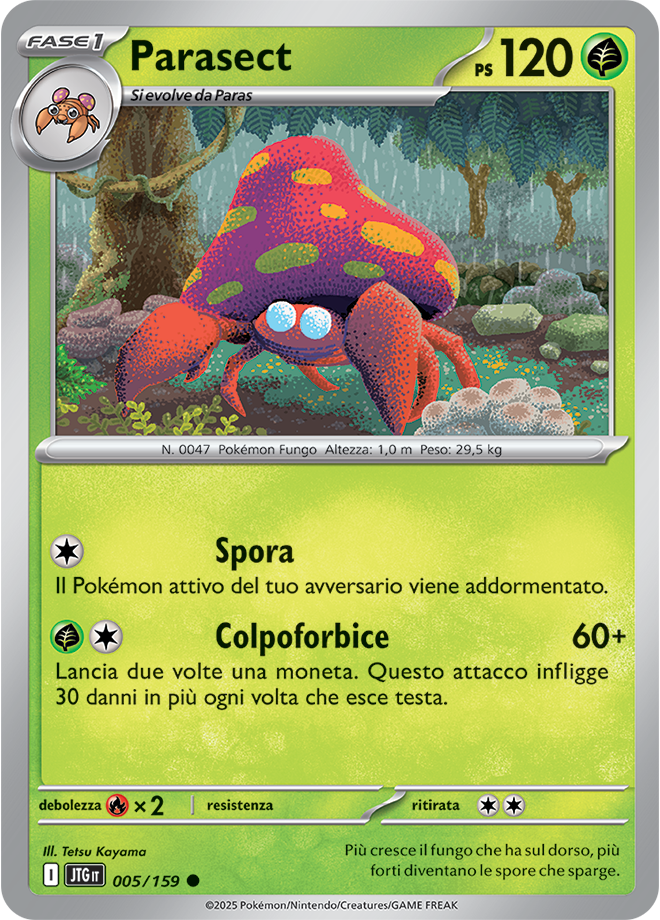 Parasect 005/159 Reverse Holo - ITA - Near Mint - Scarlatto e Violetto - Avventure Insieme - Carta Pokemon