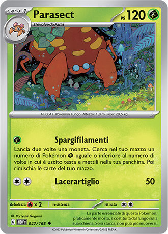 Parasect 047/165 Reverse Holo - ITA - Mint - Scarlatto e Violetto - 151 - Carta Pokemon