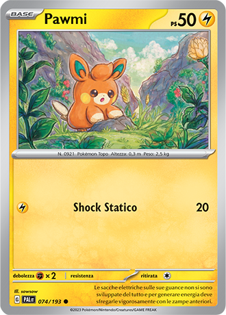 Pawmi 074/193 Reverse Holo - ITA - Near Mint - Scarlatto e Violetto - Evoluzioni a Paldea - Carta Pokemon