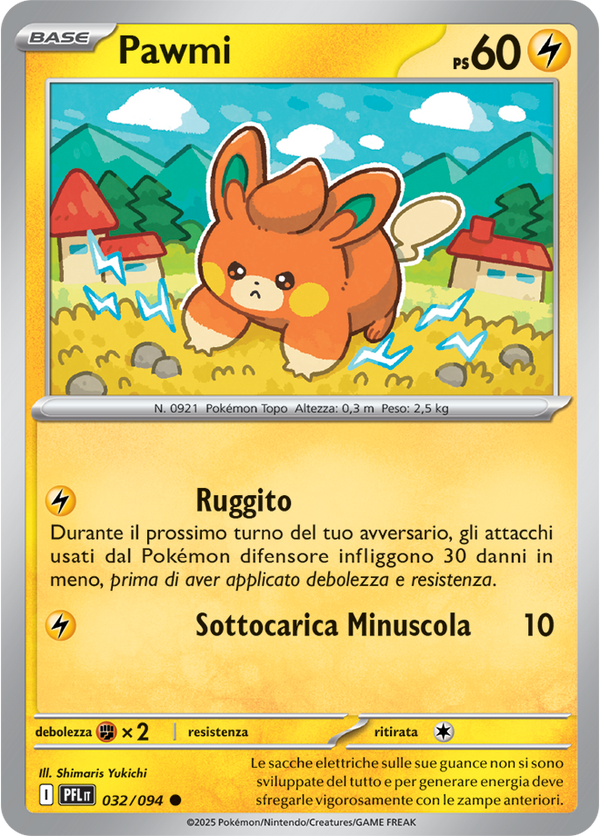 Pawmi PFL 032/094 Reverse Holo - ITA - Near Mint - Megaevoluzione - Fiamme Spettrali - Carta Pokemon