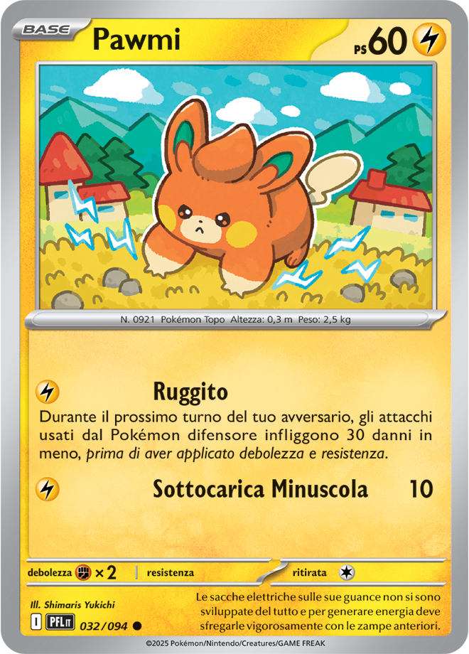 Pawmi PFL 032/094 Reverse Holo - ITA - Near Mint - Megaevoluzione - Fiamme Spettrali - Carta Pokemon