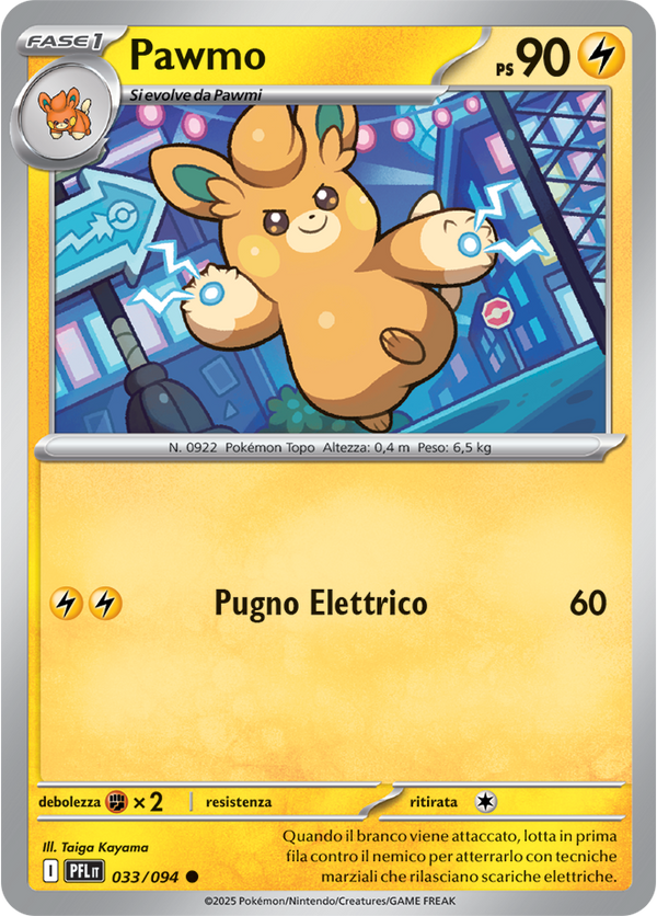 Pawmo PFL 033/094 Reverse Holo - ITA - Near Mint - Megaevoluzione - Fiamme Spettrali - Carta Pokemon