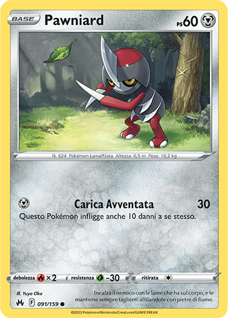 Pawniard 091/159 - ITA - Near Mint - Spada e Scudo - Zenit Regale - Carta Pokemon
