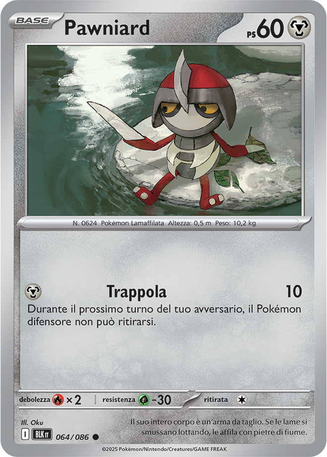 Pawniard BLK 064/086 Reverse Holo - ITA - Near Mint - Scarlatto e Violetto - Luce Nera - Carta Pokemon