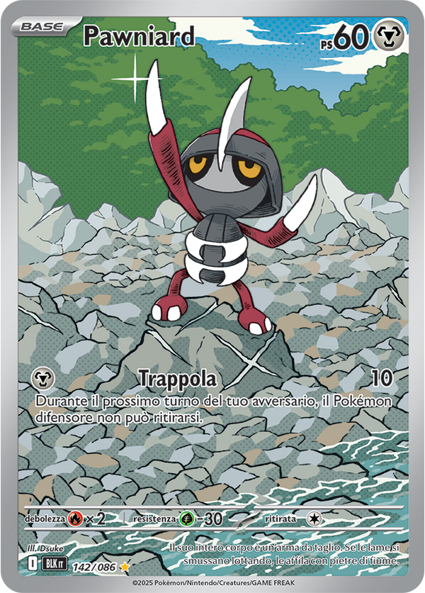374Pawniard BLK 142/086 - ITA - Near Mint - Scarlatto e Violetto - Luce Nera - Carta Pokemon