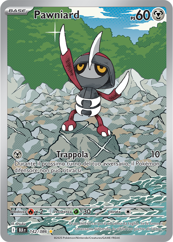 374Pawniard BLK 142/086 - ITA - Near Mint - Scarlatto e Violetto - Luce Nera - Carta Pokemon