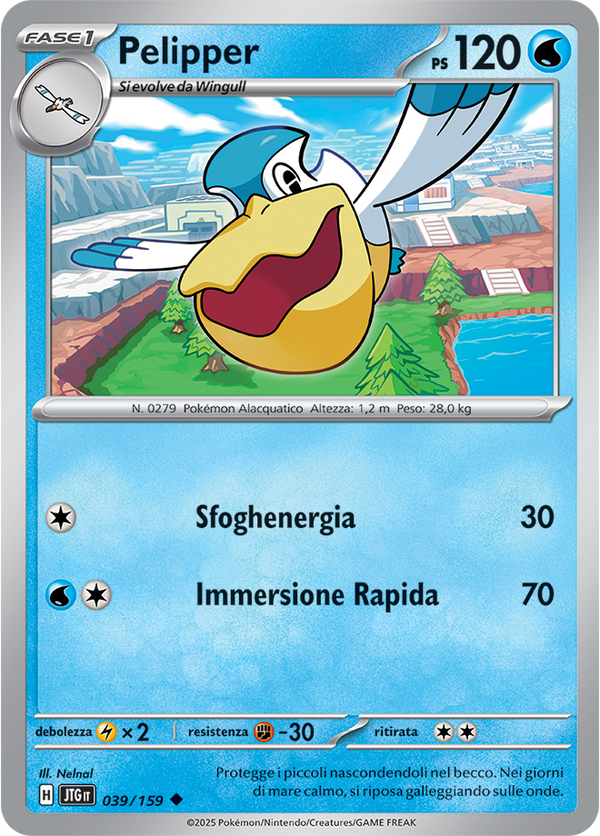 Pelipper 039/159 Reverse Holo - ITA - Near Mint - Scarlatto e Violetto - Avventure Insieme - Carta Pokemon