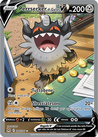 Perrserker di Galar-V 184/196 Alternative Art - ITA - Near Mint - Spada e Scudo - Origine Perduta - Carta Pokemon