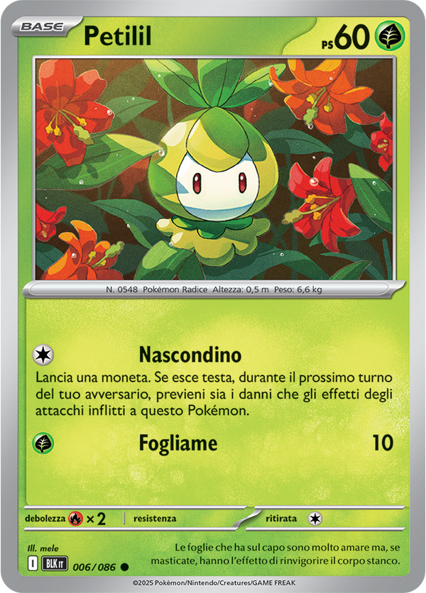 019Petilil BLK 006/086 Reverse Holo - ITA - Near Mint - Scarlatto e Violetto - Luce Nera - Carta Pokemon