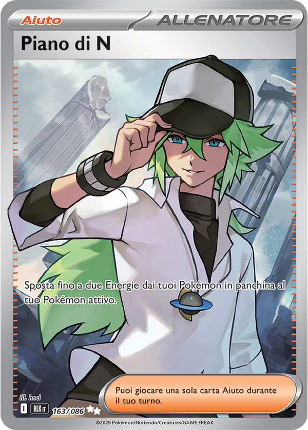 395Piano di N BLK 163/086 Full Art - ITA - Near Mint - Scarlatto e Violetto - Luce Nera - Carta Pokemon