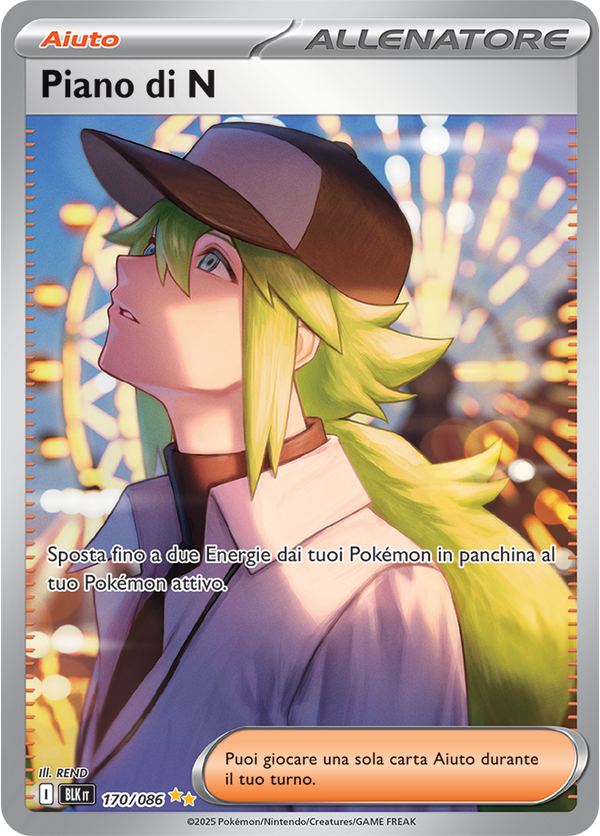 402Piano di N BLK 170/086 Alternative Art - ITA - Near Mint - Scarlatto e Violetto - Luce Nera - Carta Pokemon