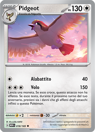 Pidgeot 018/165 - ITA - Near Mint - Scarlatto e Violetto - 151 - Carta Pokemon