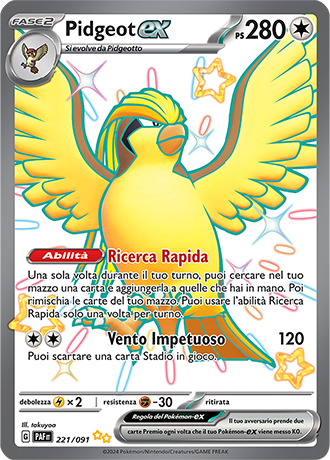 Pidgeot EX Shiny 221/091 Full Art - ITA - Mint - Scarlatto e Violetto - Destino di Paldea - Carta Pokemon