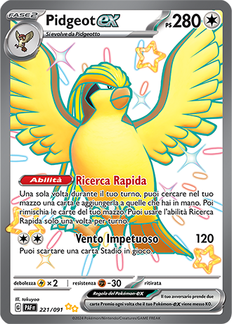 Pidgeot EX Shiny 221/091 Full Art - ITA - Near Mint - Scarlatto e Violetto - Destino di Paldea - Carta Pokemon