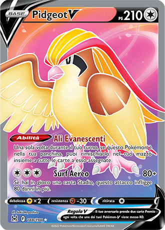 339Pidgeot-V 188/196 Full Art - ITA - Near Mint - Spada e Scudo - Origine Perduta - Carta Pokemon