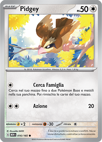 Pidgey 016/165 - ITA - Near Mint - Scarlatto e Violetto - 151 - Carta Pokemon