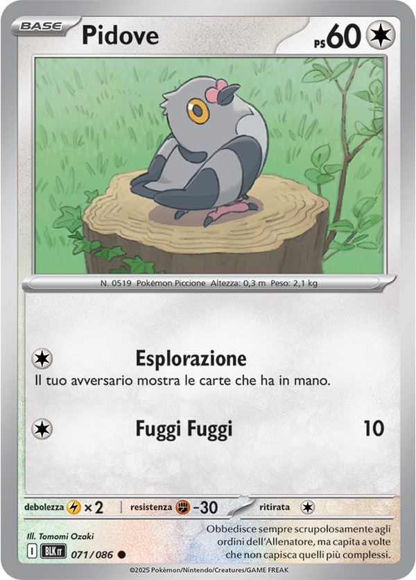 266Pidove BLK 071/086 Reverse Holo Master Ball - ITA - Near Mint - Scarlatto e Violetto - Luce Nera - Carta Pokemon