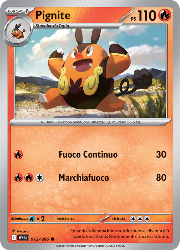 Pignite WHT 012/086 Reverse Holo Master Ball - ITA - Near Mint - Scarlatto e Violetto - Fuoco Bianco - Carta Pokemon