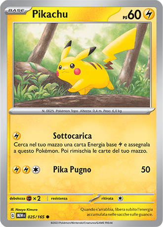 Pikachu 025/165 - ITA - Mint - Scarlatto e Violetto - 151 - Carta Pokemon