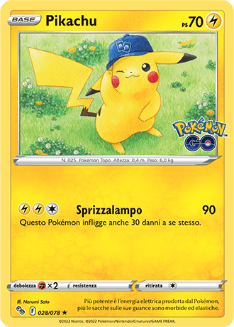 Pikachu 028/078 Reverse Holo - ITA - Near Mint - Spada e Scudo - Pokemon GO - Carta Pokemon